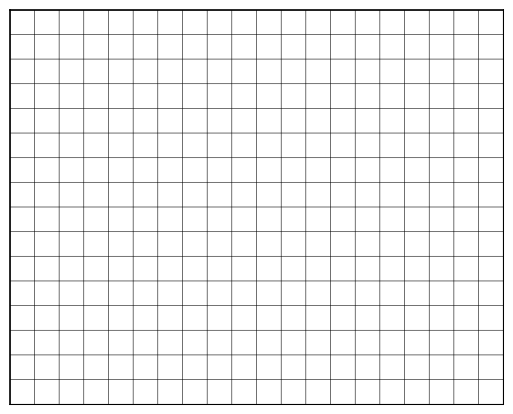 Blank graph paper with a grid of quarter-inch squares, 20 squares wide by 16 squares tall